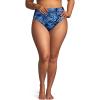Lands’ End Women’s Seamed High Waisted Bikini Bottoms(Deep Sea Navy Mosaic Floral)