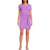 Lands’ End Women’s Short Sleeve Cotton Modal Wrap Mini Dress(Soft Orchid)