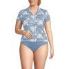 Lands’ End Women’s Short Sleeve Pique Johnny Collar UPF 50 Rash Guard(Dusk Sky Meadow Ditsy Floral)