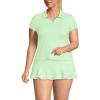 Lands’ End Women’s Short Sleeve Pique Johnny Collar UPF 50 Rash Guard(Icy Mint/White)