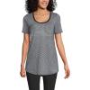 Lands’ End Women’s Short Sleeve Power Performance Scoop Neck Curved Hem Tunic Tee(Black Pinstripe)