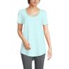 Lands’ End Women’s Short Sleeve Power Performance Scoop Neck Curved Hem Tunic Tee(Julep Pinstripe)