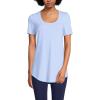 Lands’ End Women’s Short Sleeve Power Performance Scoop Neck Curved Hem Tunic Tee(Soft Sky Blue)