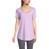 Lands’ End Women’s Short Sleeve Power Performance Scoop Neck Curved Hem Tunic Tee(Wild Lilac Pinstripe)