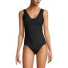 Lands’ End Women’s SlenderSuit Grecian Tummy Control Chlorine Resistant One Piece Swimsuit(Black)