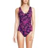 Lands’ End Women’s SlenderSuit Grecian Tummy Control Chlorine Resistant One Piece Swimsuit(Black Berry)