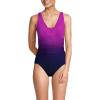 Lands’ End Women’s SlenderSuit Grecian Tummy Control Chlorine Resistant One Piece Swimsuit(Violet Rose/Navy Ombre)