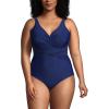 Lands’ End Women’s SlenderSuit Wrap One Piece Swimsuit(Deep Sea Navy)