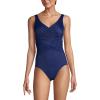 Lands’ End Women’s SlenderSuit Wrap One Piece Swimsuit(Navy)