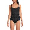 Lands’ End Women’s Smoothing Control Ruffle Fauxkini One Piece Swimsuit(Black)