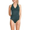 Lands’ End Women’s Texture V-Neck Halter Tankini Swimsuit Top(Deep Balsam Shine)