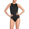 Lands’ End Women’s Tugless High Neck Portrait Back One Piece Swimsuit(Black)