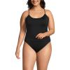 Lands’ End Women’s Tugless Quickdry Adjustable Strappy Back Tankini Top(Black)
