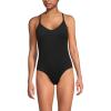 Lands’ End Women’s Tugless Quickdry V-Neck Multi-Way High Leg One Piece Swimsuit(Black)