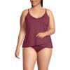 Lands’ End Women’s Tulip Hem Tankini Top(Burgundy Spritz)