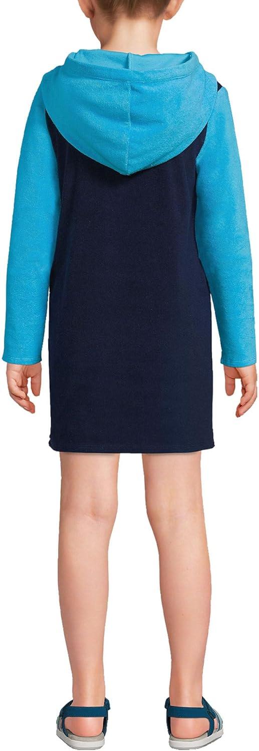 imageLands End G Terry Kangaroo Cover Up Deep Sea Navy Colorblock Kids Large