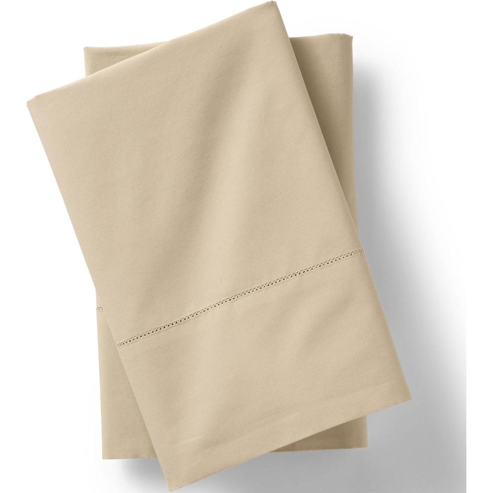 imageLands End 300 Percale Solid Pillowcases Peach Frost KingPale Flax