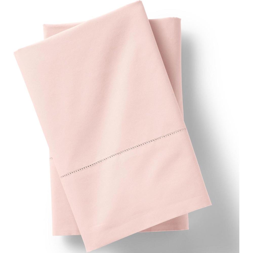 imageLands End 300 Percale Solid Pillowcases Peach Frost KingPeach Frost
