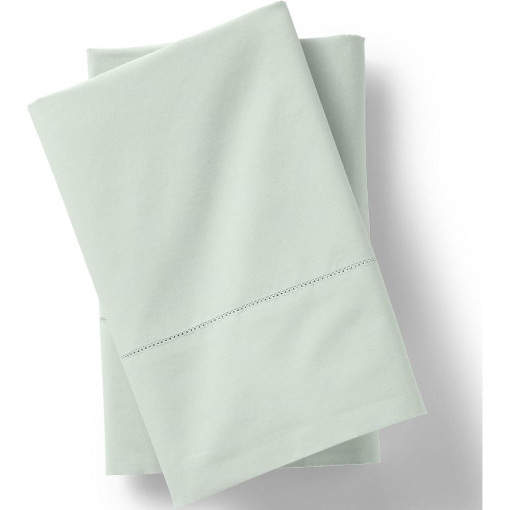 imageLands End 300 Percale Solid Pillowcases Peach Frost KingSoft Sage