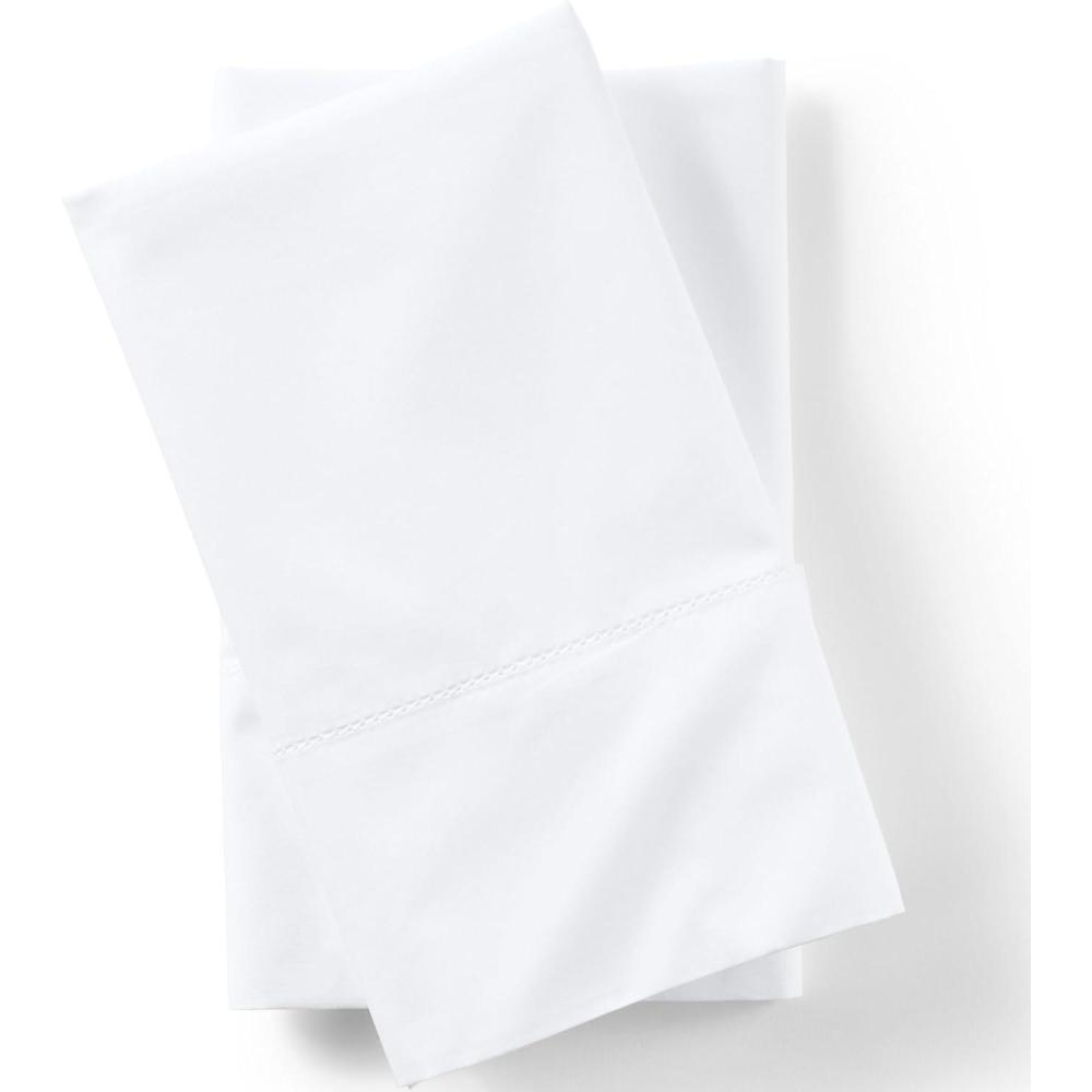 imageLands End 300 Percale Solid Pillowcases Peach Frost KingWhite