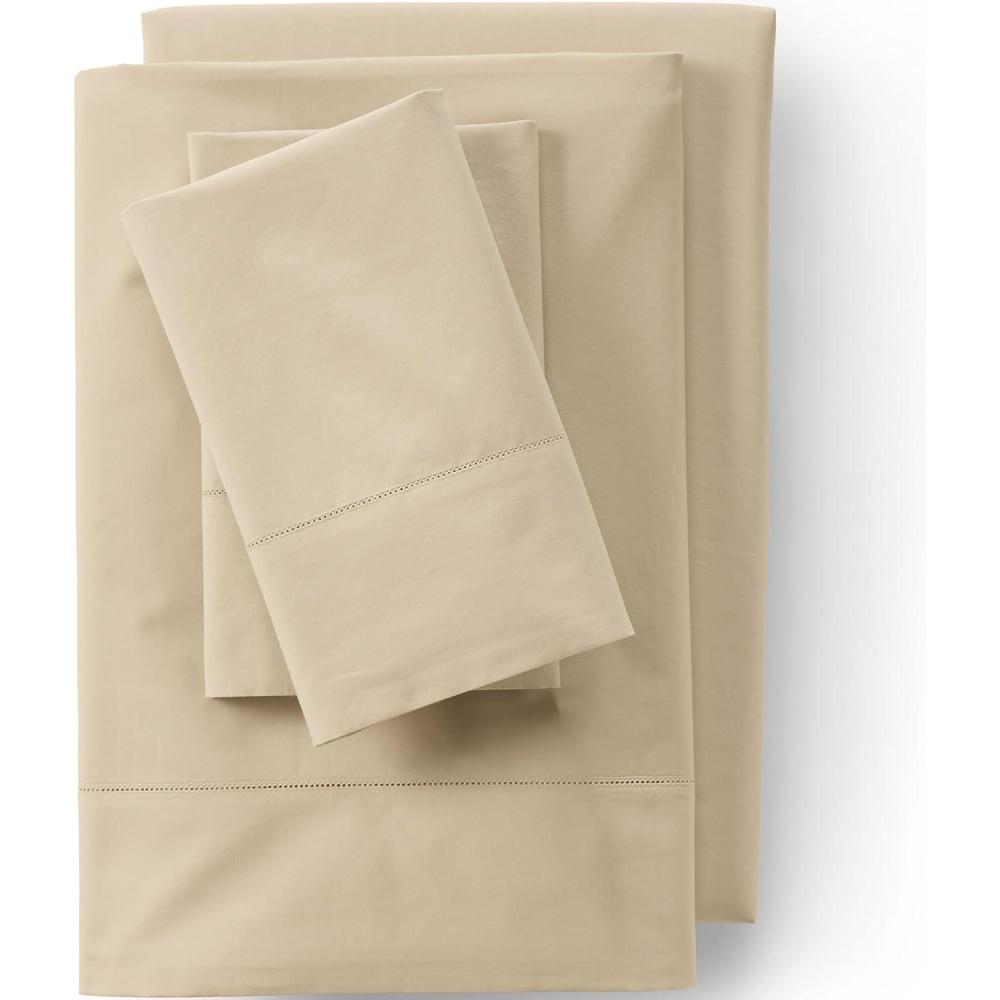 imageLands End 300 Percale Solid Sheet Set Ivory TwinPale Flax