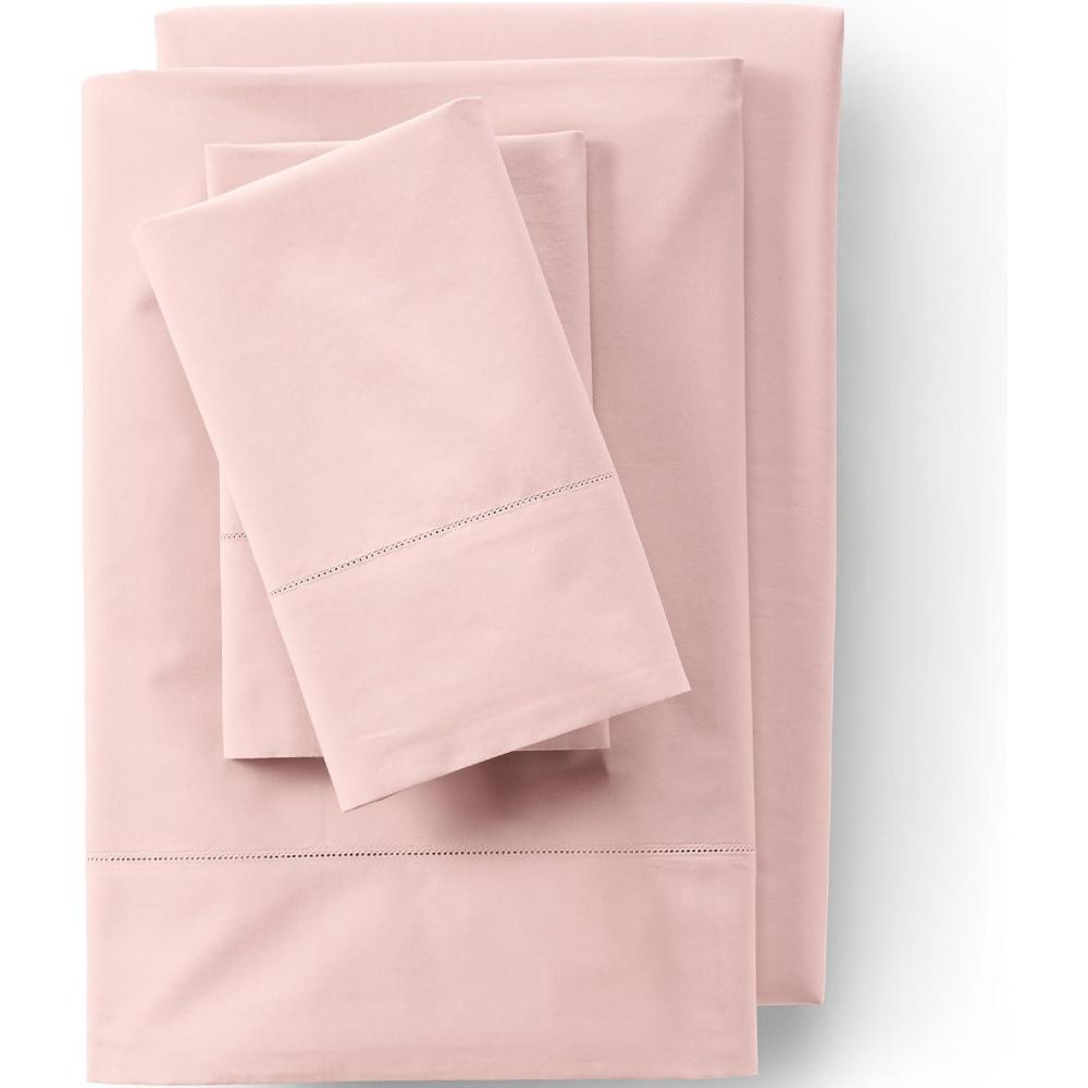 imageLands End 300 Percale Solid Sheet Set Ivory TwinPeach Frost