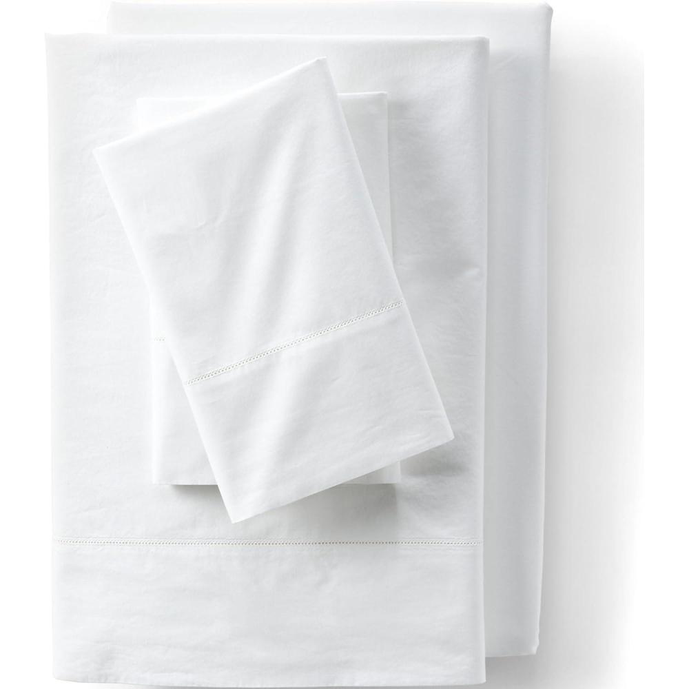 imageLands End 300 Percale Solid Sheet Set Ivory TwinWhite