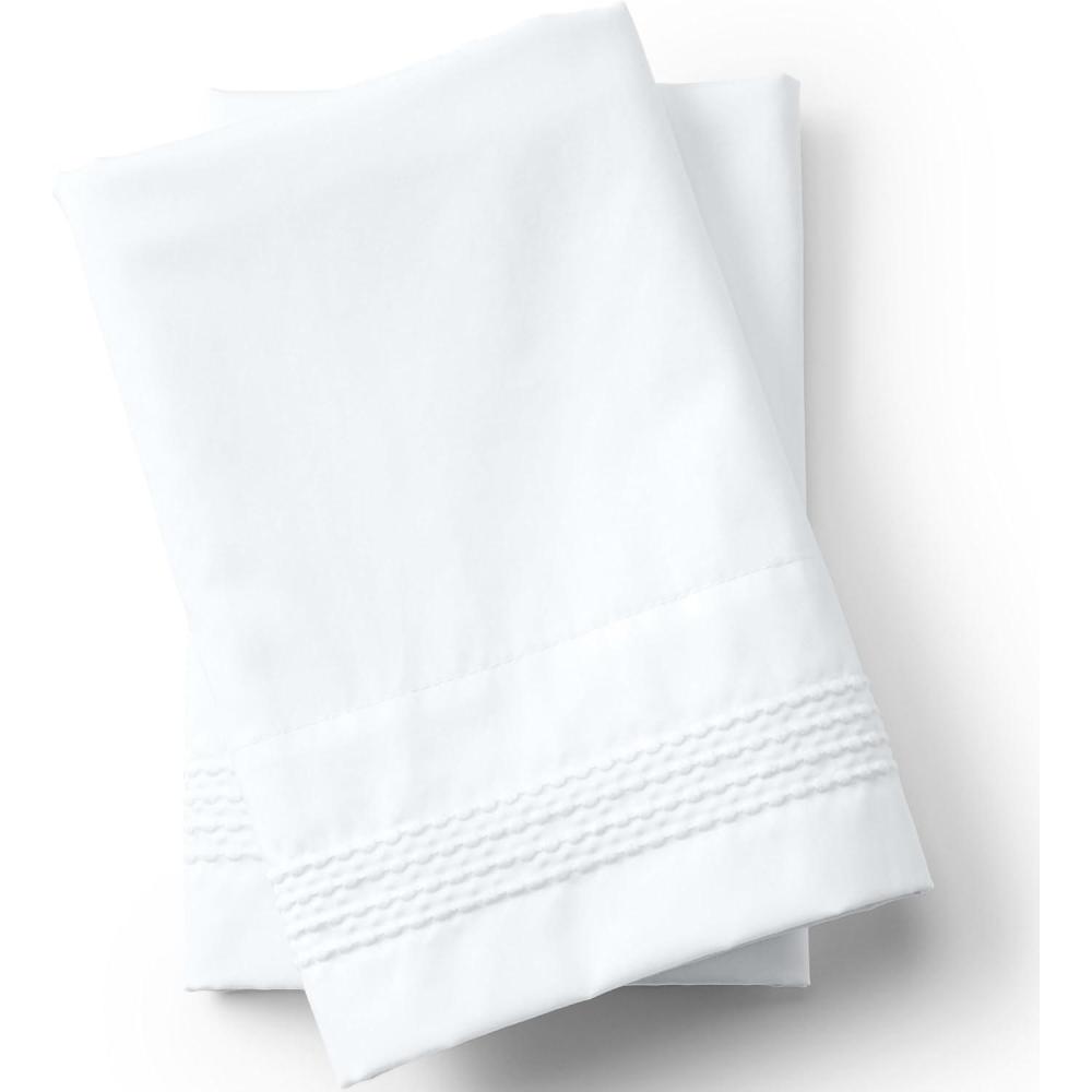 imageLands End 400 NI Embroidered Pillowcases Deep Sea Navy Dots StandardWhite Dots