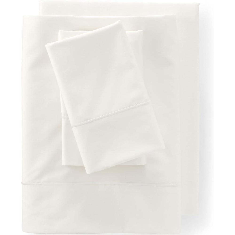 imageLands End 400 NI Sheet Set Deep Sea Navy TwinIvory