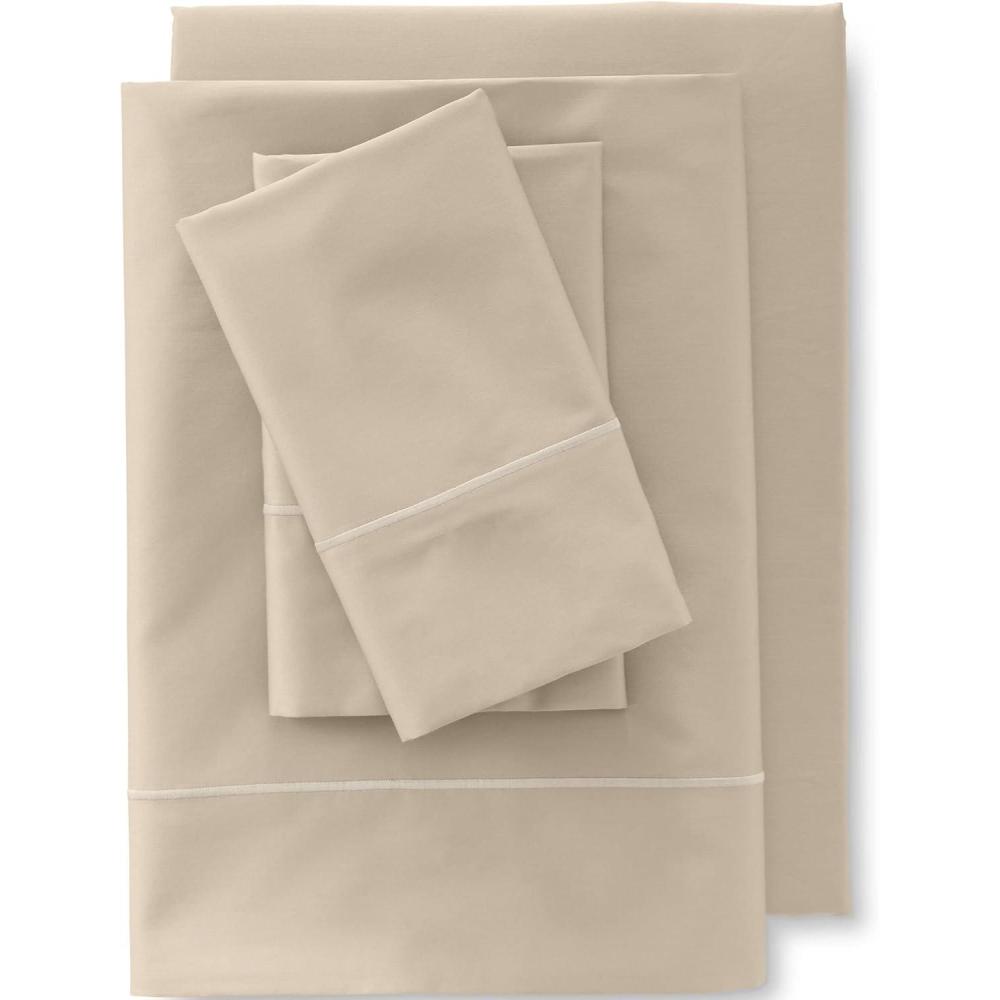 imageLands End 400 NI Sheet Set Deep Sea Navy TwinLight Tan