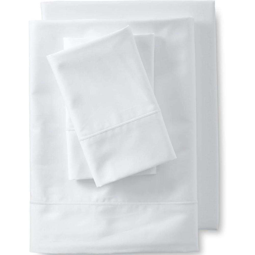 imageLands End 400 NI Sheet Set Deep Sea Navy TwinWhite