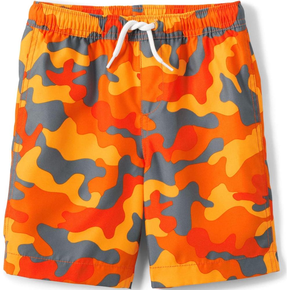 imageLands End B Swim Trunks Bright Orange Camo Kids XXS