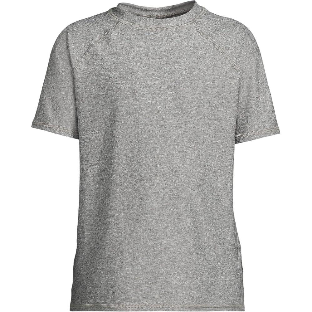 imageLands End Boys UPF 50 Short Sleeve Swim Shirt Rash GuardGray Heather