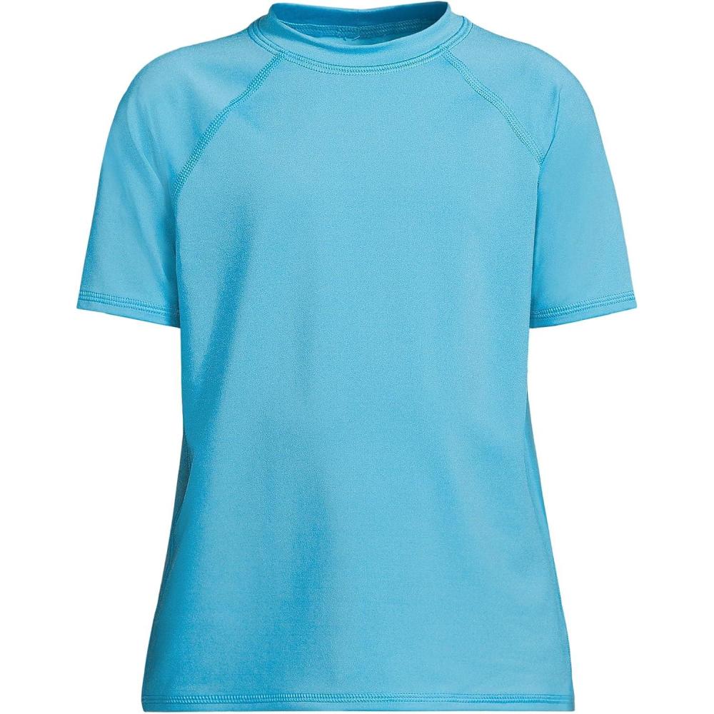 imageLands End Boys UPF 50 Short Sleeve Swim Shirt Rash GuardTurquoise