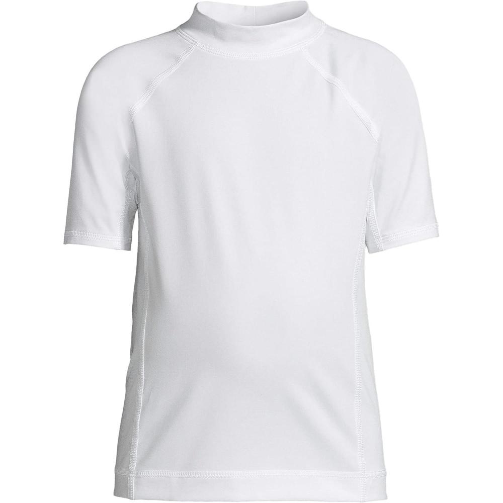 imageLands End Boys UPF 50 Short Sleeve Swim Shirt Rash GuardWhite
