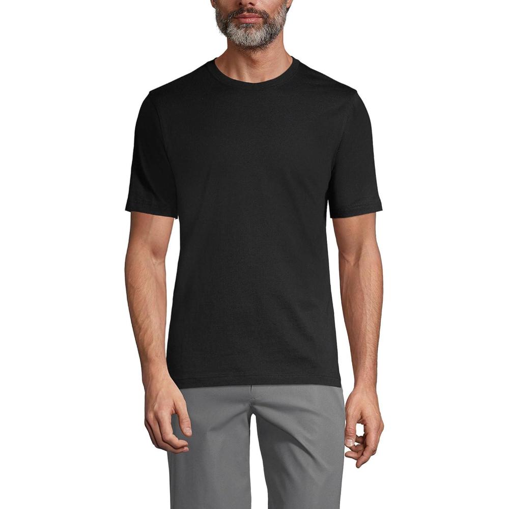 imageLands End Essentials Mens ShortSleeve Soft Cotton TShirt  Relaxed Easy FitBlack