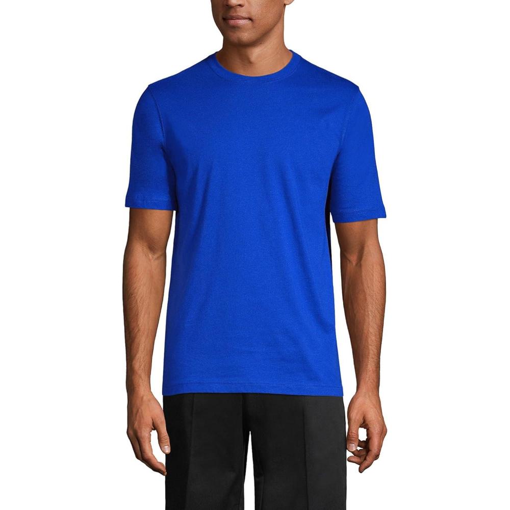 imageLands End Essentials Mens ShortSleeve Soft Cotton TShirt Relaxed Easy FitCobalt