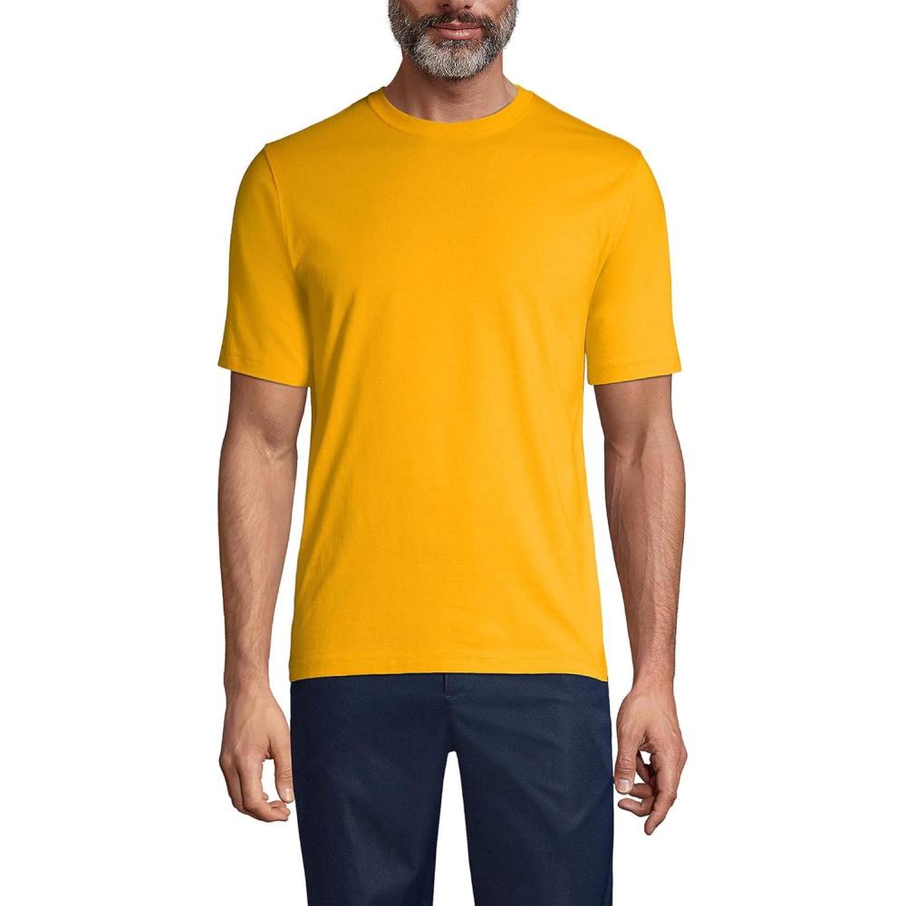 imageLands End Essentials Mens ShortSleeve Soft Cotton TShirt  Relaxed Easy FitRacing Yellow