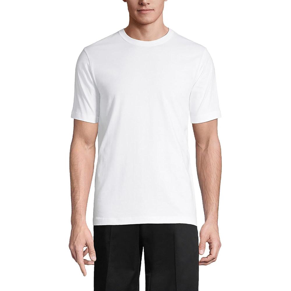 imageLands End Essentials Mens ShortSleeve Soft Cotton TShirt  Relaxed Easy FitWhite