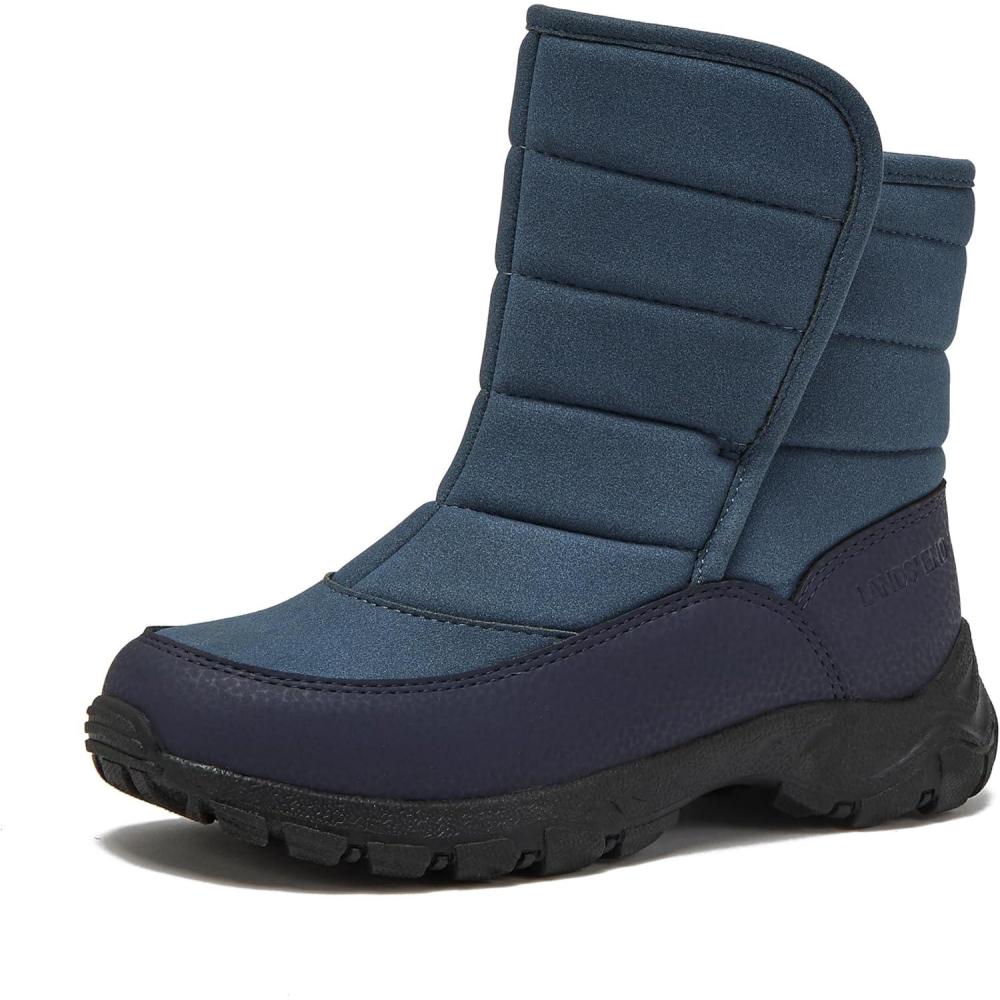 imageLands End Expedition Warmest Waterproof No Tie Kids Snow Boots for Boys and Girls Insulated Winter Fleece Lined Snow Boots Size 11 to 7 Little and Big Kid ShoesMedium Blue