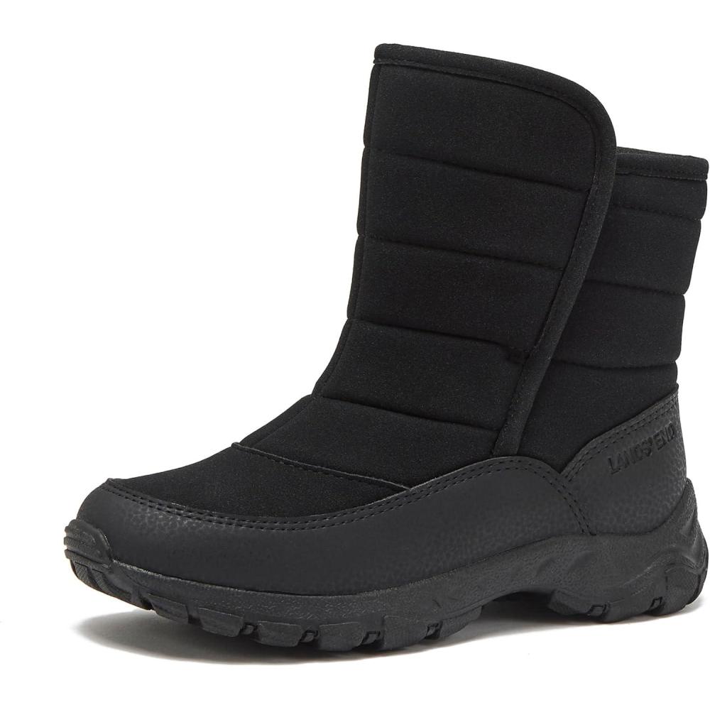 imageLands End Expedition Warmest Waterproof No Tie Kids Snow Boots for Boys and Girls Insulated Winter Fleece Lined Snow Boots Size 11 to 7 Little and Big Kid ShoesBlack