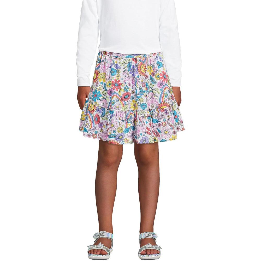 imageLands End Girls Indigo SkortPink Rainbow Unicorn