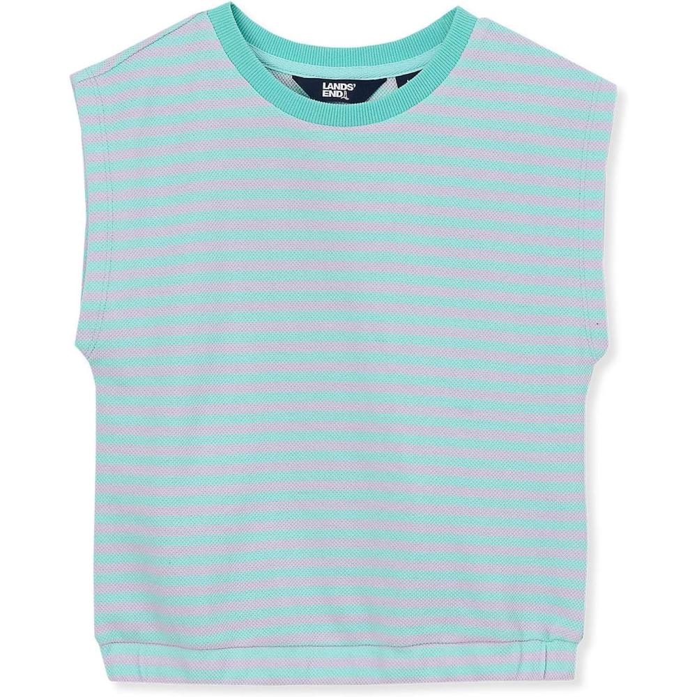imageLands End Girls Pique Knit TopMint Multi Stripe