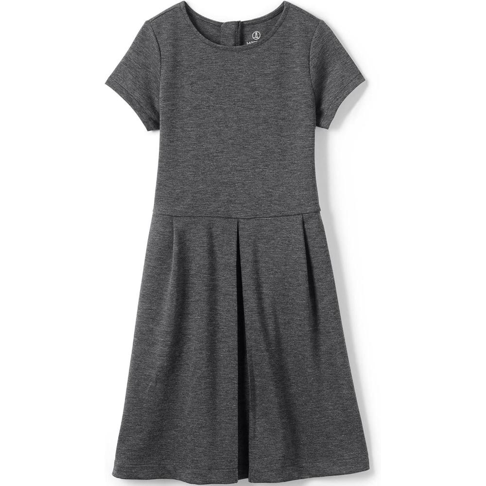 imageLands End Girls Short Sleeve Ponte DressCharcoal Heather