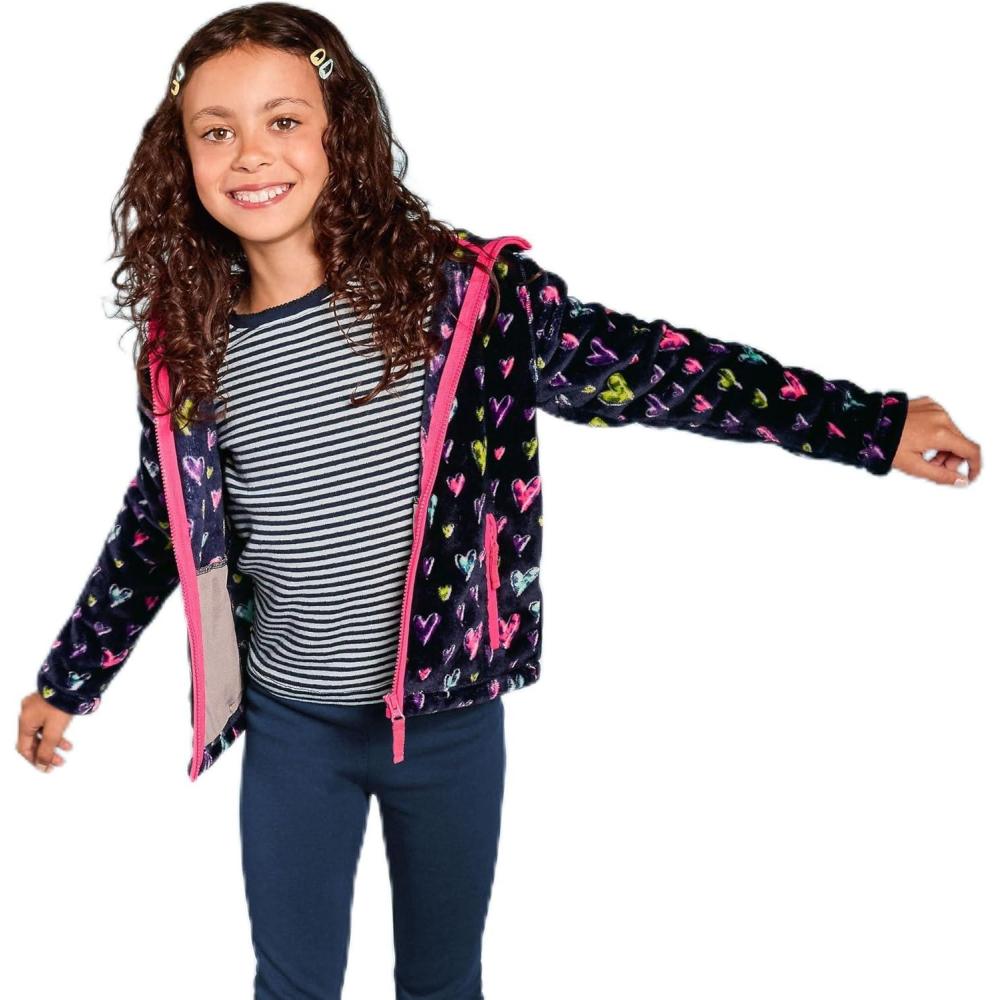 imageLands End Girls Softest Fleece JacketBlue Sketch Hearts