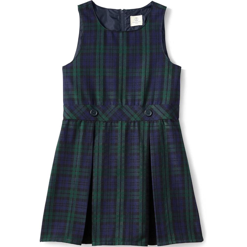 imageLands End Girls Uniform Plaid JumperClassic NavyEvergreen Plaid