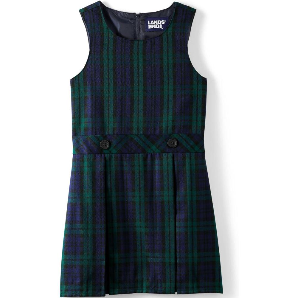 imageLands End Girls Uniform Plaid JumperPlaid Classic NavyEvergreen