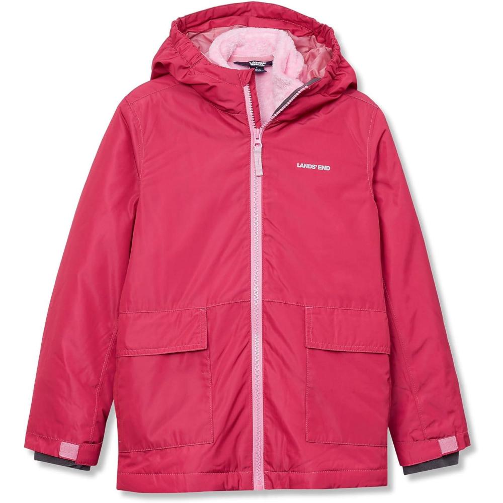 imageLands End Kids Water Resistant Insulated 3 in 1 Jacket Large RhubarbRose Bloom