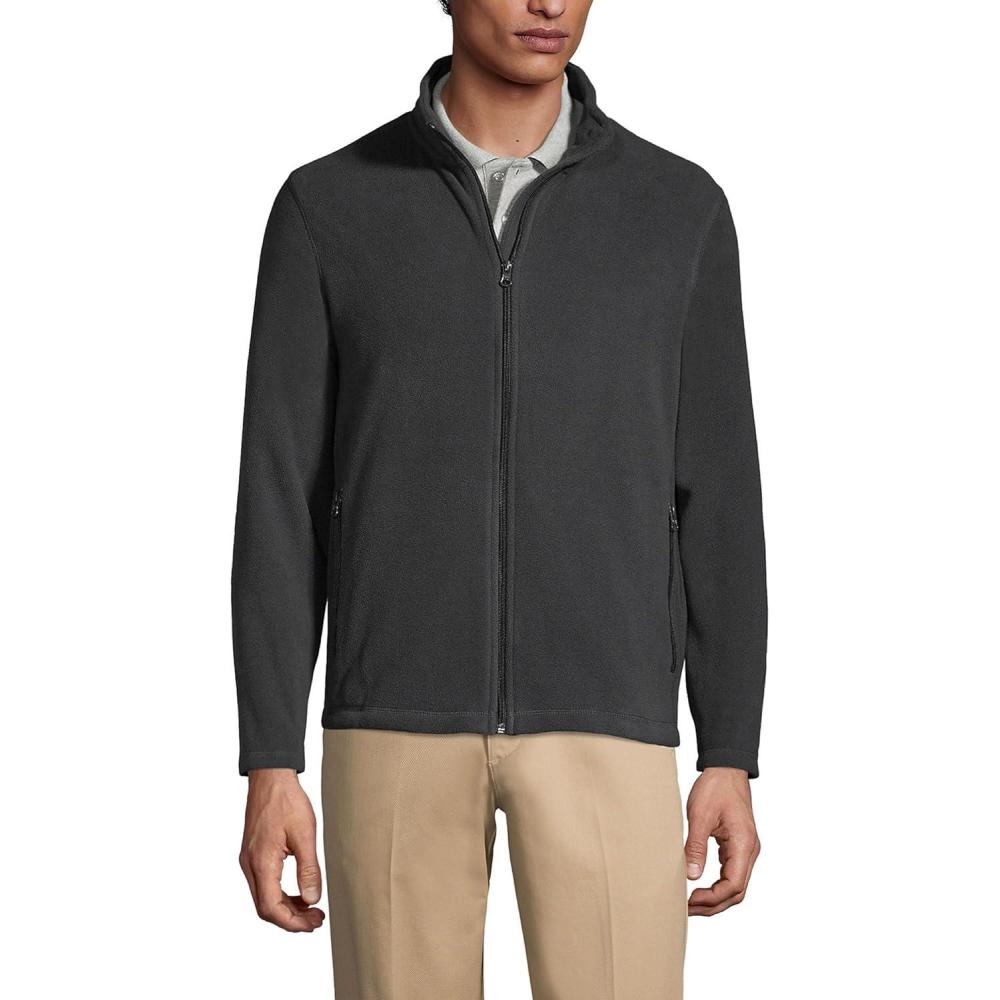 imageLands End Mens FullZip MidWeight Fleece JacketDark Charcoal