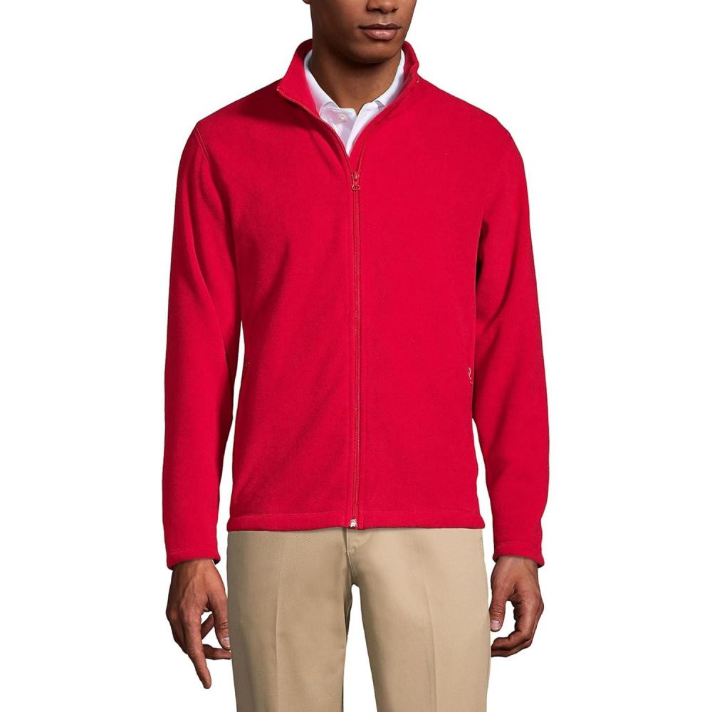 imageLands End Mens FullZip MidWeight Fleece JacketRed